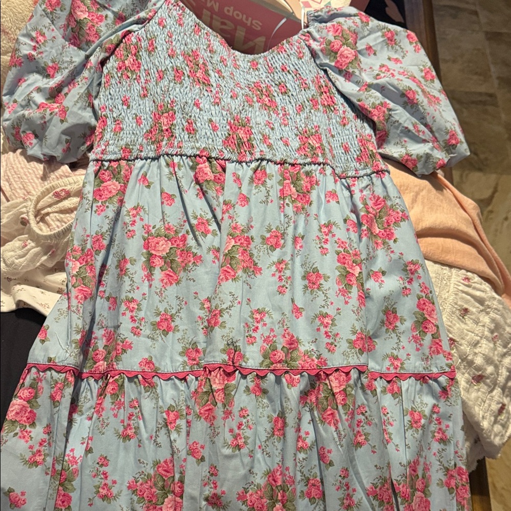 Peach Love California Blue and Pink Floral Maxi Dress - Picture 4 of 5